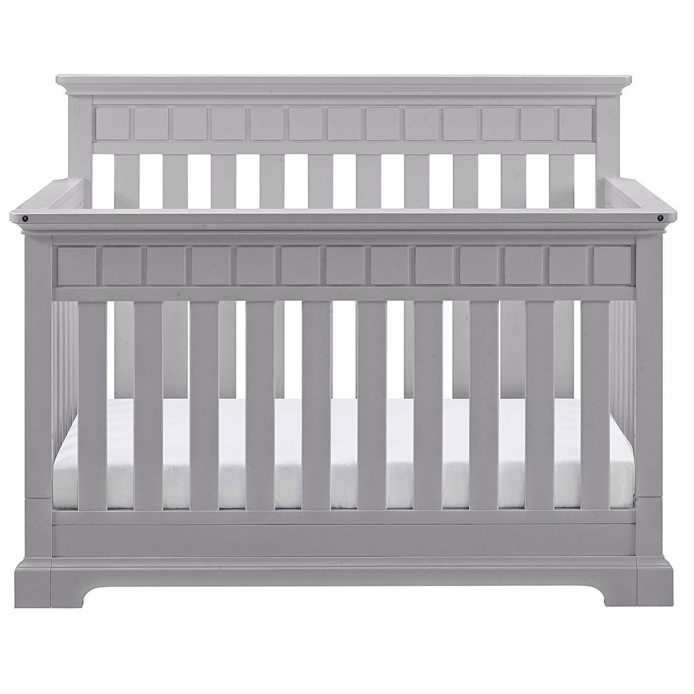 Thomasville Kids Willow 4 in 1 Crib, Pebble Gray & Kolcraft Fresh Start Mattress - VMInnovations