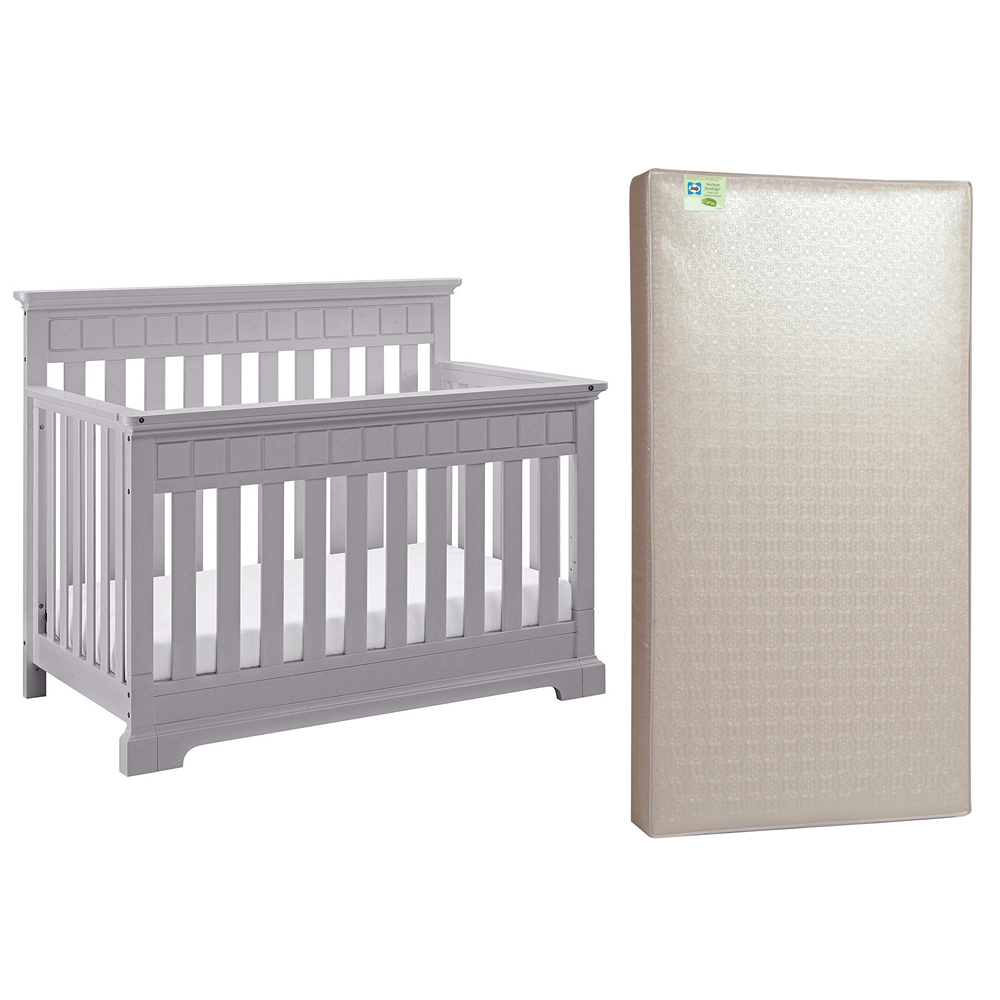 Thomasville Kids Willow 4 in 1 Crib, Pebble Gray & Sealy Soybean Crib Mattress - VMInnovations