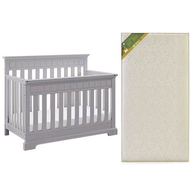 Thomasville Kids Willow 4 in 1 Crib, Pebble Gray & Sealy Soybean Crib Mattress