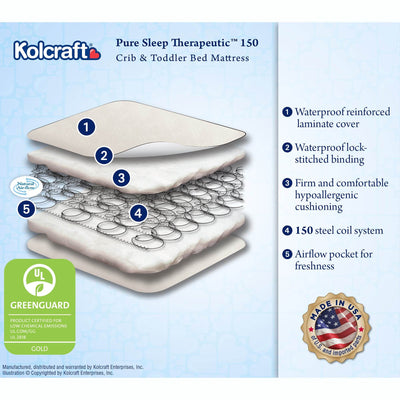 Thomasville Kids Willow 4 in 1 Crib, Espresso & Kolcraft Pure Sleep Mattress
