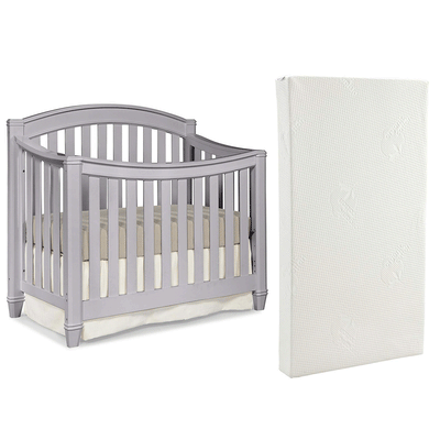 Thomasville Kids Highlands Crib, Pebble Gray & Graco Organic Cotton Mattress - VMInnovations
