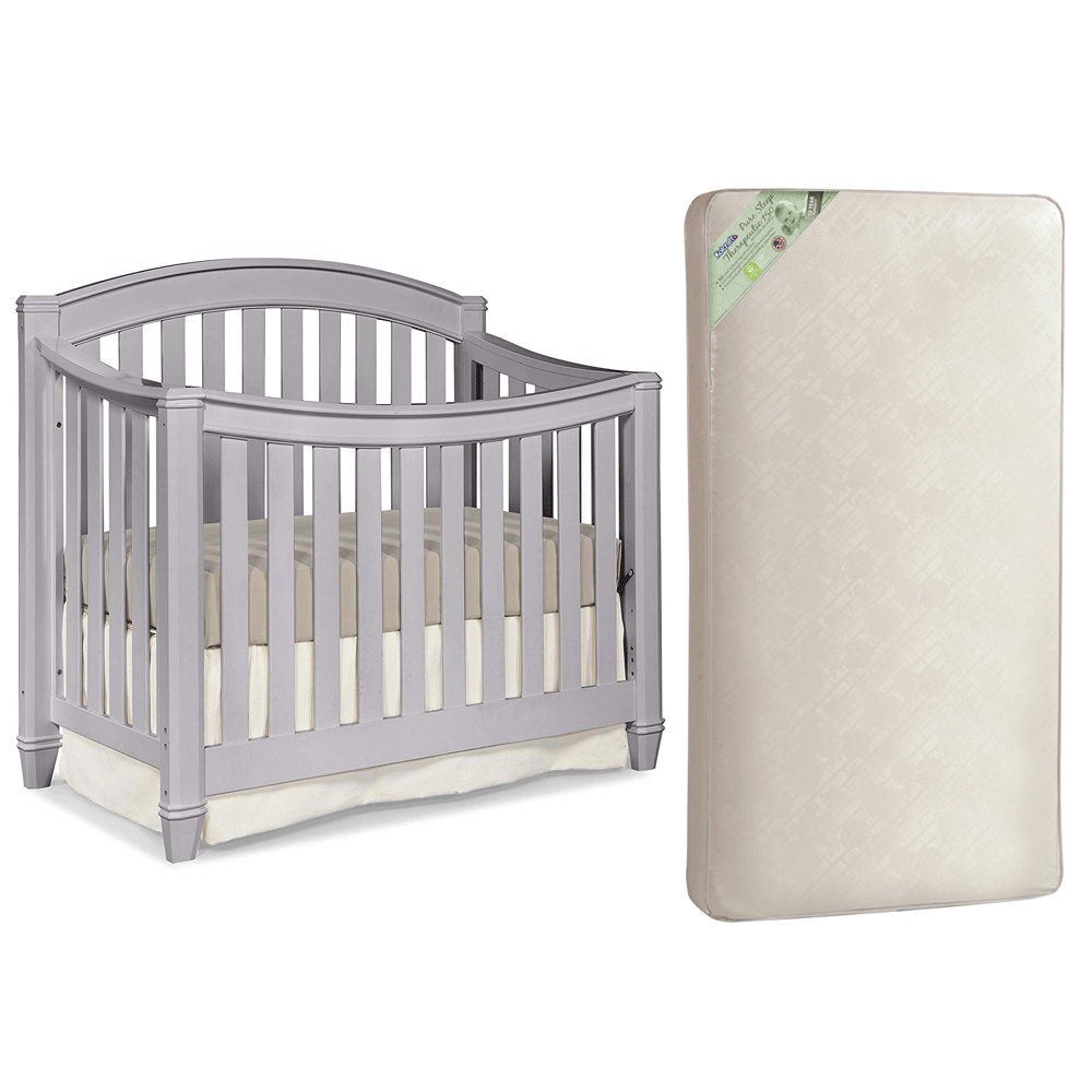 Thomasville Kids Highlands Crib, Pebble Gray & Kolcraft Pure Sleep Mattress