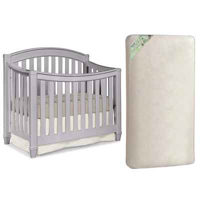 Thomasville Kids Highlands Crib, Pebble Gray & Kolcraft Pure Sleep Mattress