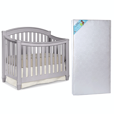 Thomasville Kids Highlands Crib, Pebble Gray & Kolcraft Fresh Start Mattress