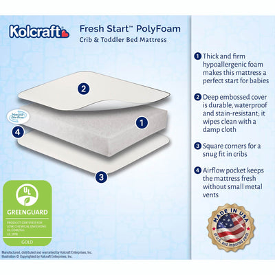 Thomasville Kids Highlands Crib, Pebble Gray & Kolcraft Fresh Start Mattress