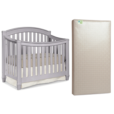 Thomasville Kids Highlands 4 in 1 Crib, Pebble Gray & Sealy Soybean Mattress