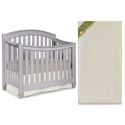 Thomasville Kids Highlands 4 in 1 Crib, Pebble Gray & Sealy Soybean Mattress