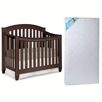 Thomasville Kids Highlands 4 in 1 Crib, Espresso & Kolcraft Fresh Start Mattress
