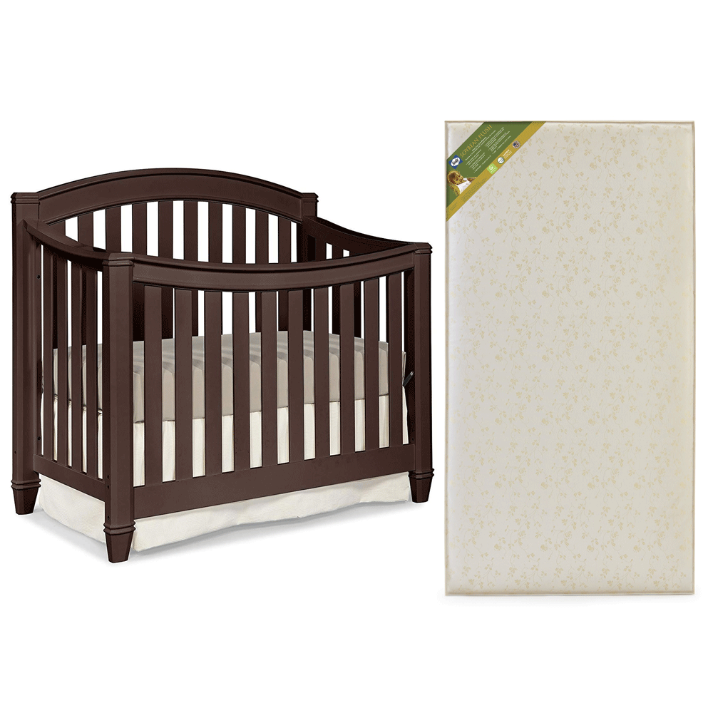 Thomasville Kids Highlands 4 in 1 Crib, Espresso & Sealy Soybean Crib Mattress - VMInnovations