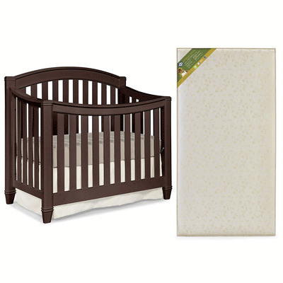 Thomasville Kids Highlands 4 in 1 Crib, Espresso & Sealy Soybean Crib Mattress - VMInnovations