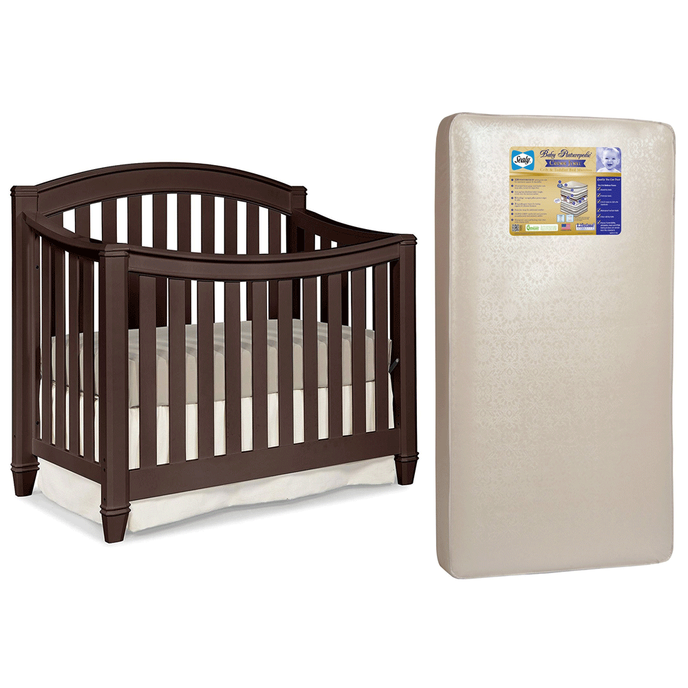 Thomasville Kids Highlands 4-in-1 Crib, Espresso & Sealy Posturepedic Mattress