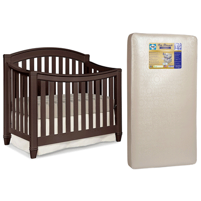 Thomasville Kids Highlands 4-in-1 Crib, Espresso & Sealy Posturepedic Mattress