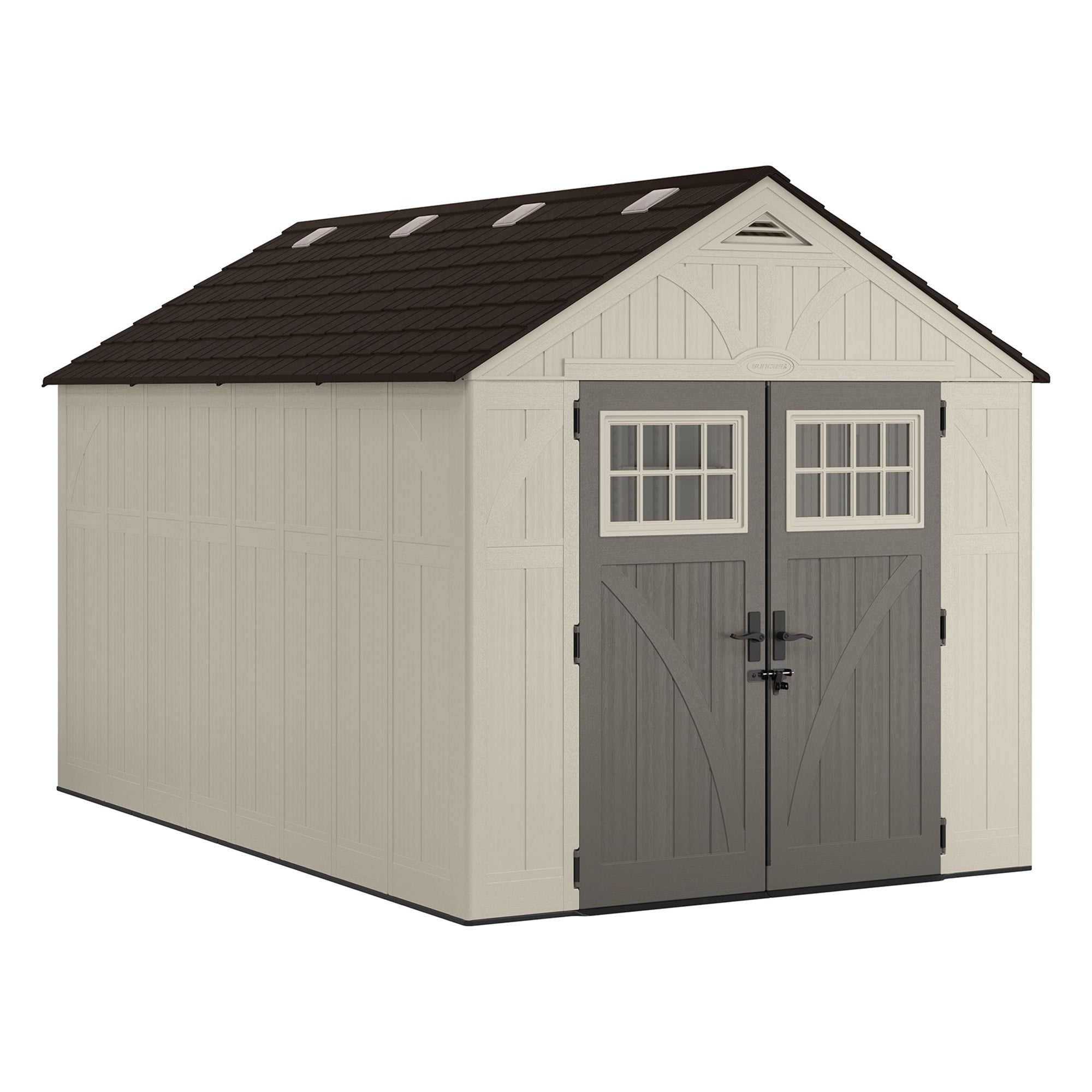 Suncast 8' x 13' Heavy-Duty Resin Tremont Storage Shed, Sand - VMInnovations