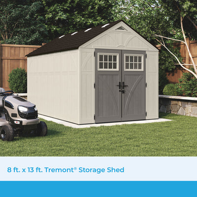 Suncast 8' x 13' Heavy-Duty Resin Tremont Storage Shed, Sand - VMInnovations