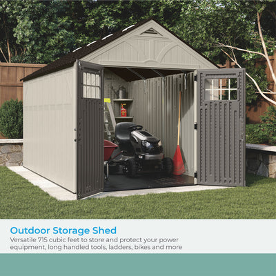 Suncast 8' x 13' Heavy-Duty Resin Tremont Storage Shed, Sand - VMInnovations