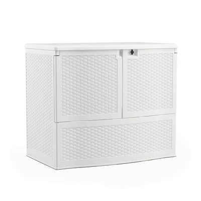 Suncast 195 Gallon Oasis Storage Shelf and Entertaining Station, White(Open Box)