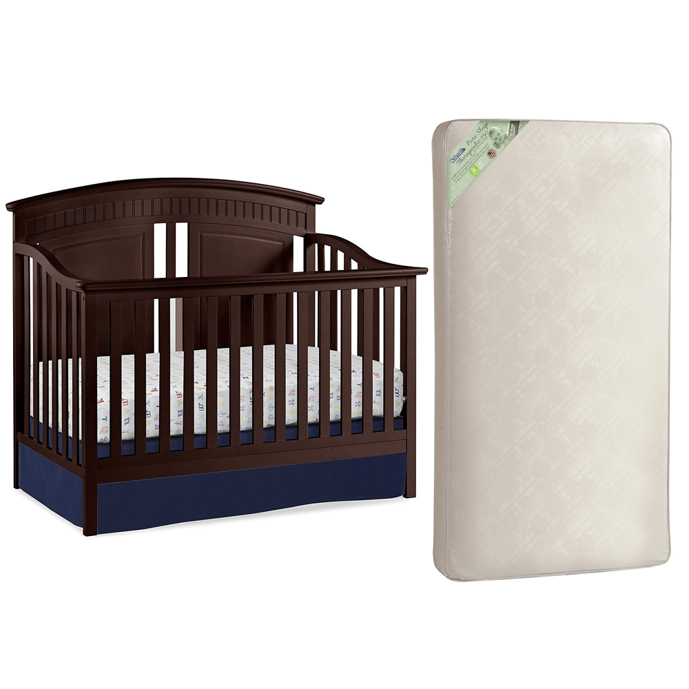 Thomasville Majestic 4 in 1 Crib, Espresso & Kolcraft Pure Sleep Crib Mattress