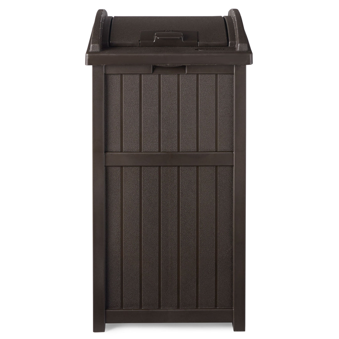 Suncast Trash Hideaway Outdoor 33 Gallon Garbage Waste Can Bin, Java (2 Pack)