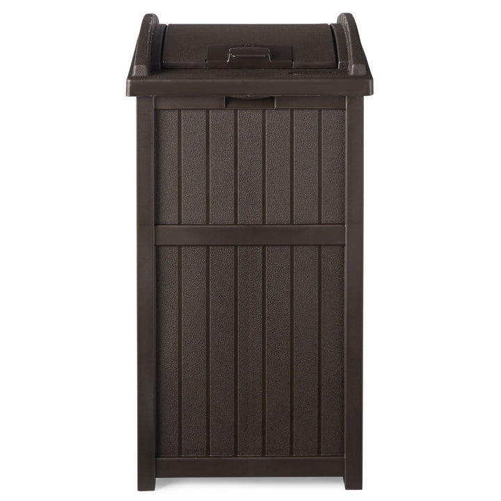 Suncast Trash Hideaway Outdoor 33 Gallon Garbage Waste Can Bin, Java (2 Pack) - VMInnovations
