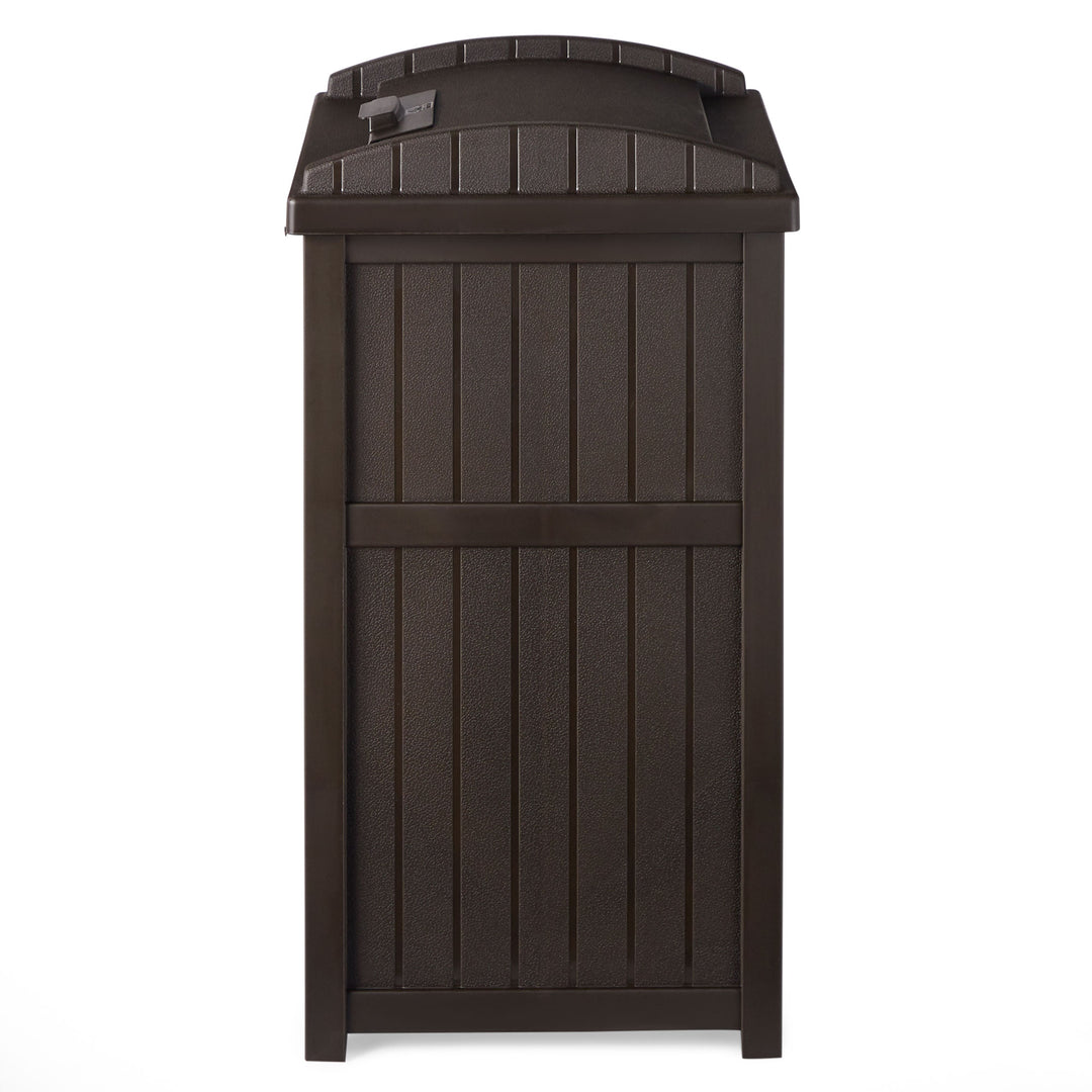Suncast Trash Hideaway Outdoor 33 Gallon Garbage Waste Can Bin, Java (2 Pack) - VMInnovations