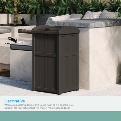 Suncast GH1732J Trashcan Hideaway Outdoor 33 Gallon Garbage Waste Bin, Java (Damaged)