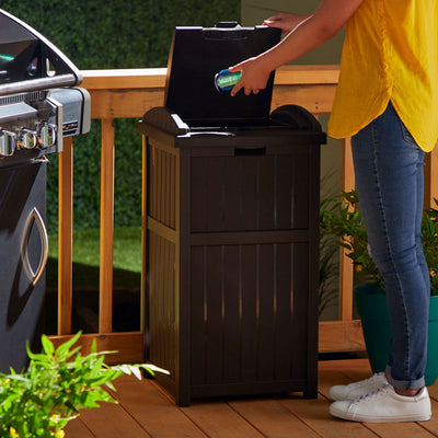 Suncast Hideaway Outdoor Patio 33 Gallon Garbage Waste Trashcan Bin, (5 Pack)