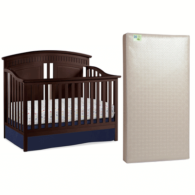 Thomasville Majestic Convertible 4 in 1 Crib, Espresso & Sealy Soybean Mattress