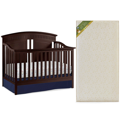 Thomasville Majestic Convertible 4 in 1 Crib, Espresso & Sealy Soybean Mattress