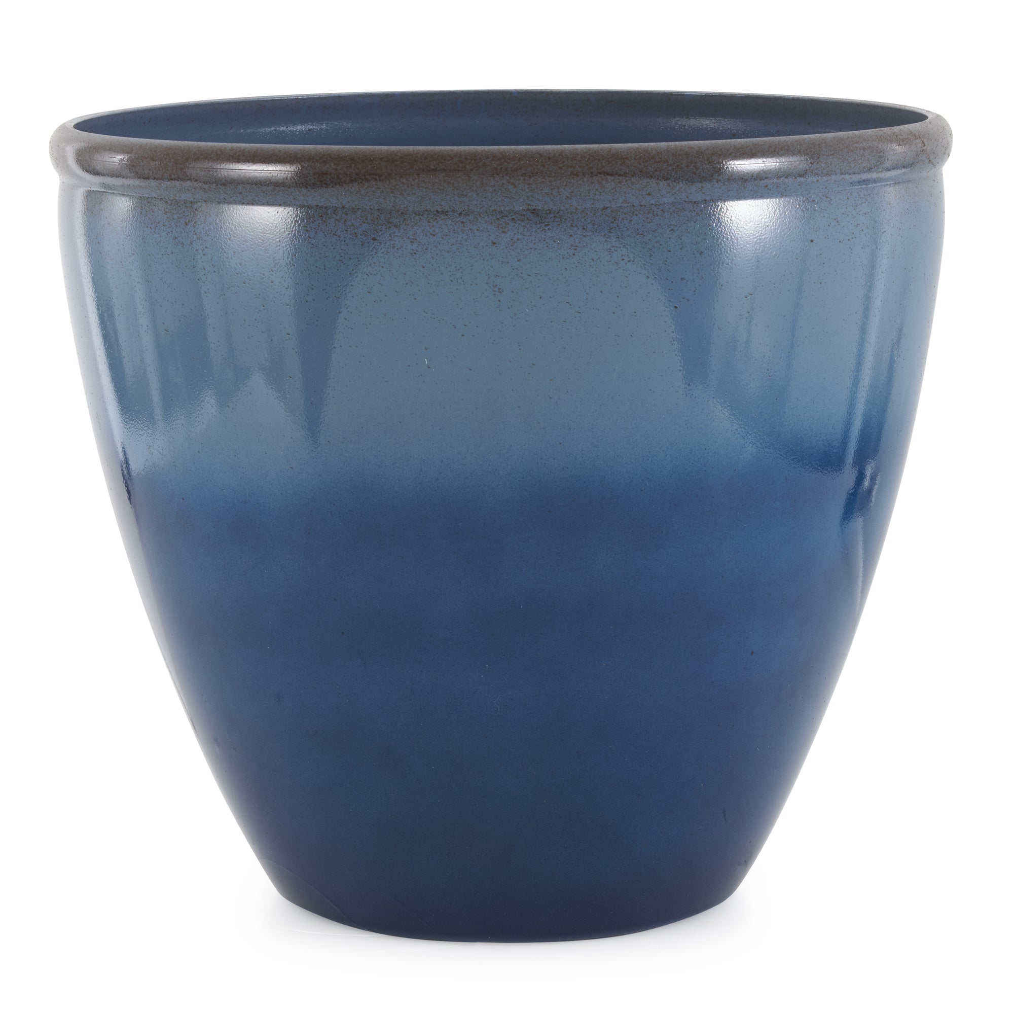 Suncast Seneca 16 Inch Ombre Durable Resin Planter, Blue and Brown (Open Box)