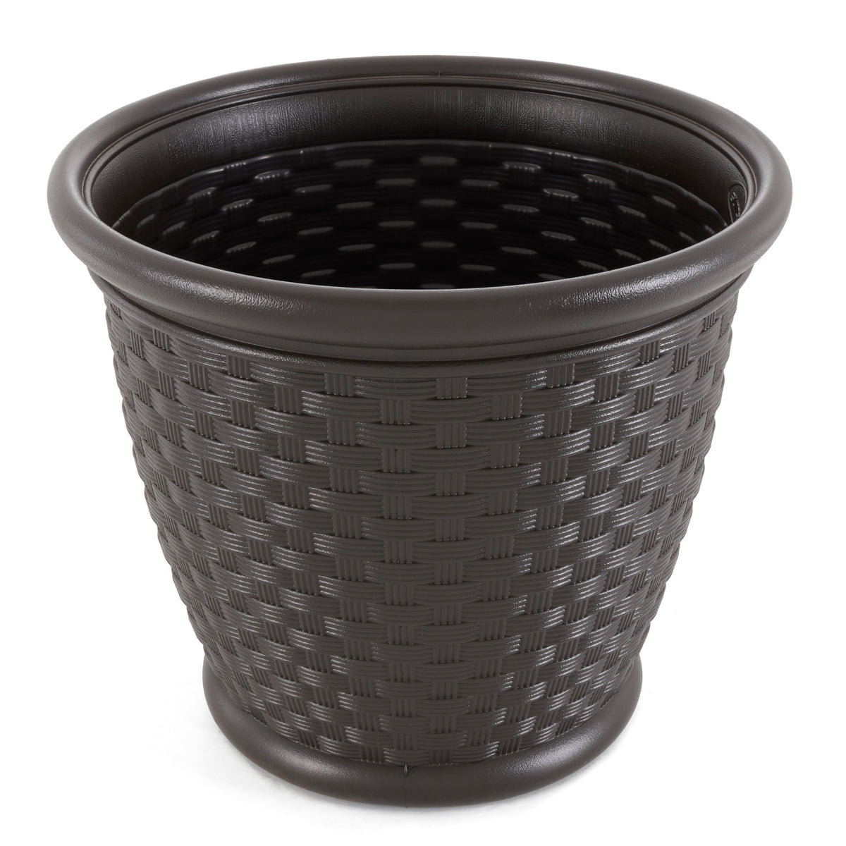 Suncast Sonora 18 Inch Resin Wicker Yard Garden Flower Planter, Brown (Used)