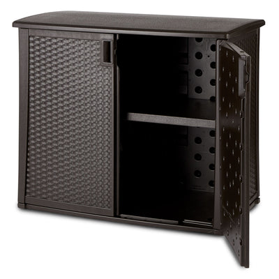 Suncast Elements 97 Gallon Backyard Oasis Storage Entertaining Station w/Shelf