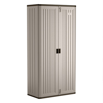 Suncast Tall 80.2" Resin Storage Cabinet with Double-Wall Construction, Platinum