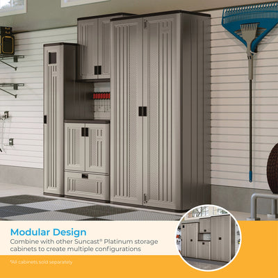 Suncast Tall 80.2" Resin Storage Cabinet with Double-Wall Construction, Platinum