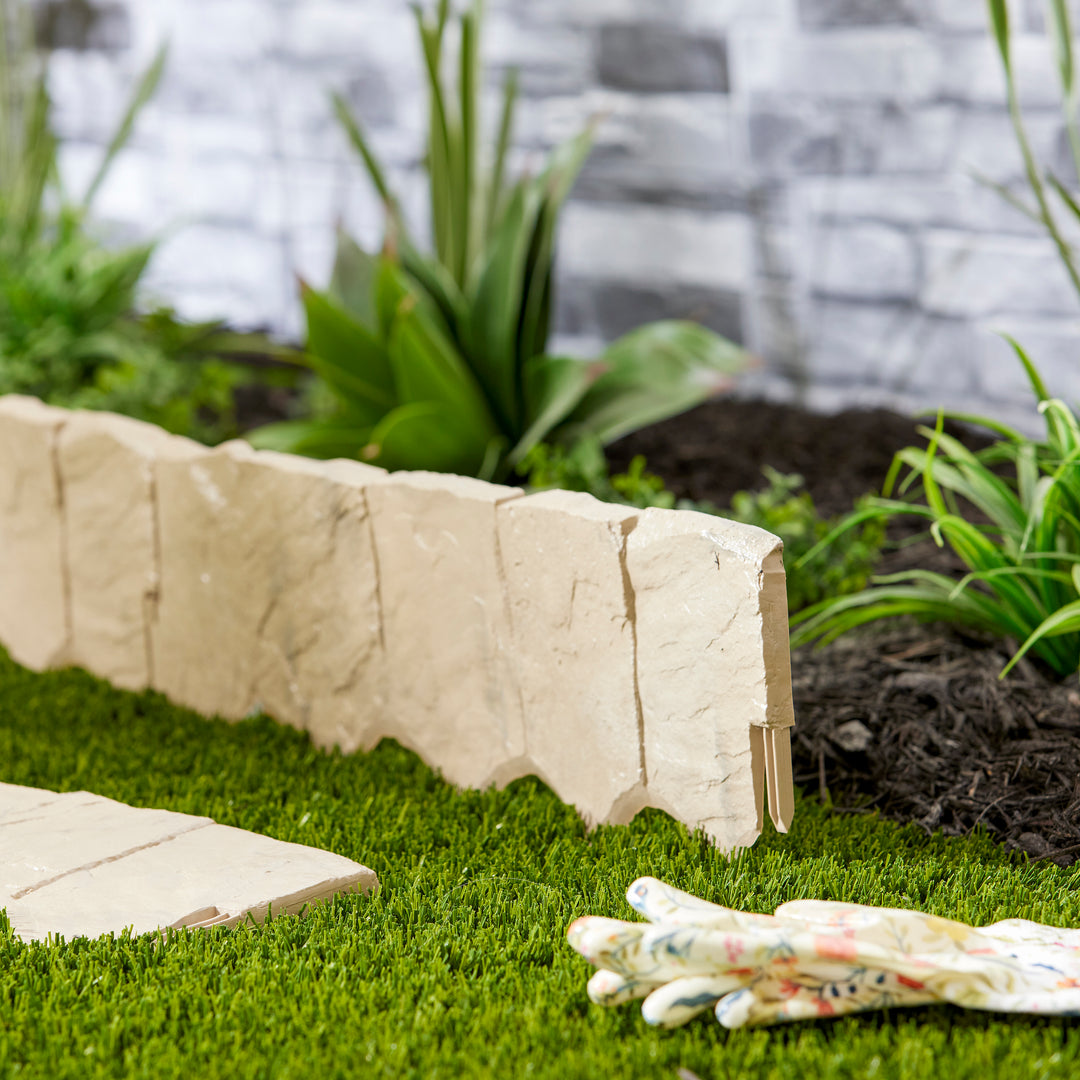 Suncast Landscape Design Border Decorative Natural Rock Plastic Edging (40 Pack)