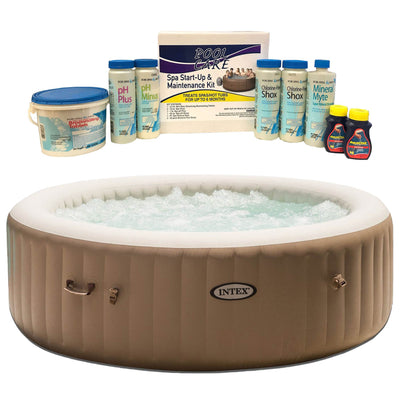 Intex Inflatable Pure Spa 6-Person Hot Tub & Qualco Spa 6 Month Chemical Kit