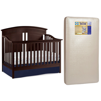 Thomasville Majestic 4 in 1 Crib, Espresso & Sealy Posturepedic Crib Mattress