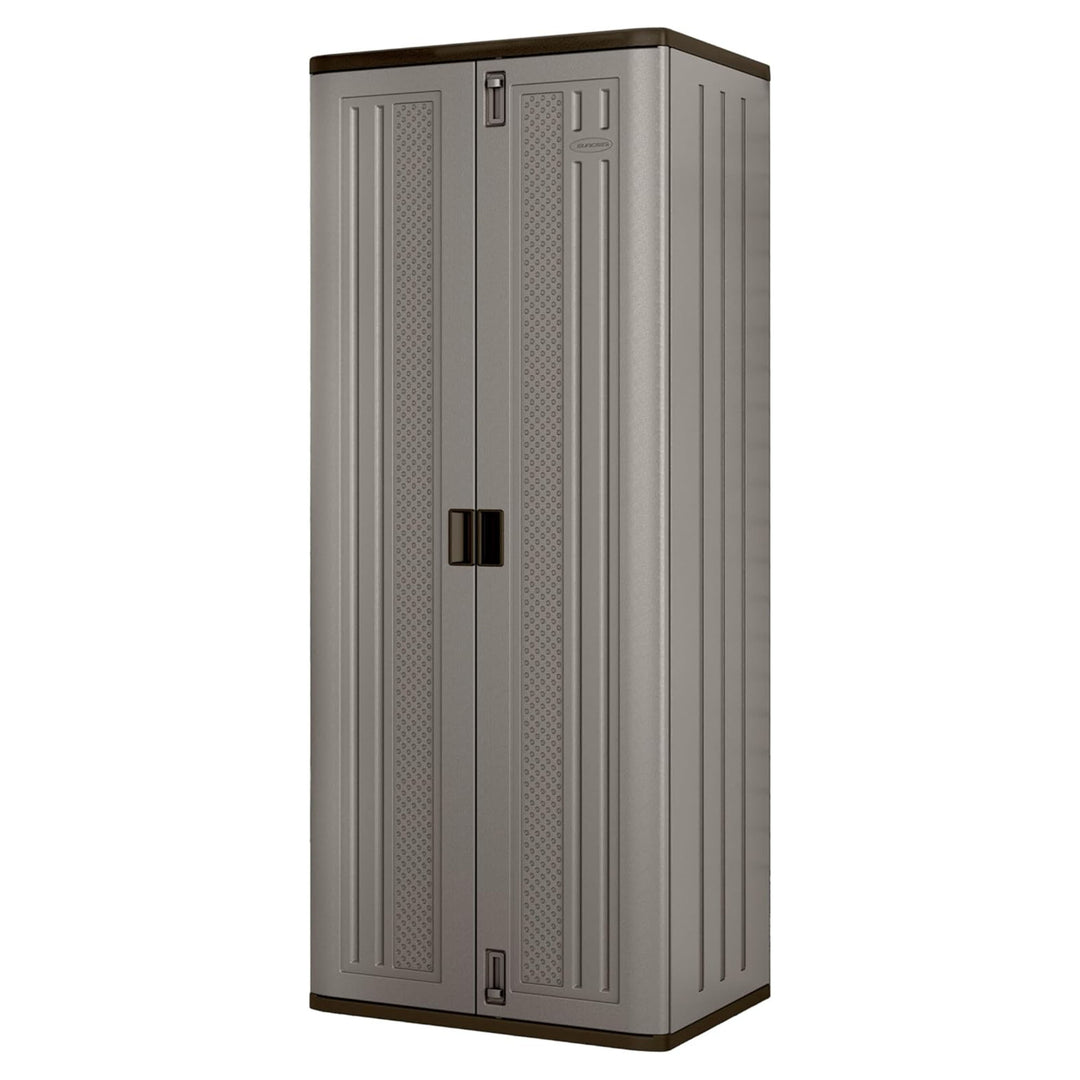 Suncast Tall 72" Resin Storage Cabinet with Double-Wall Construction, Platinum