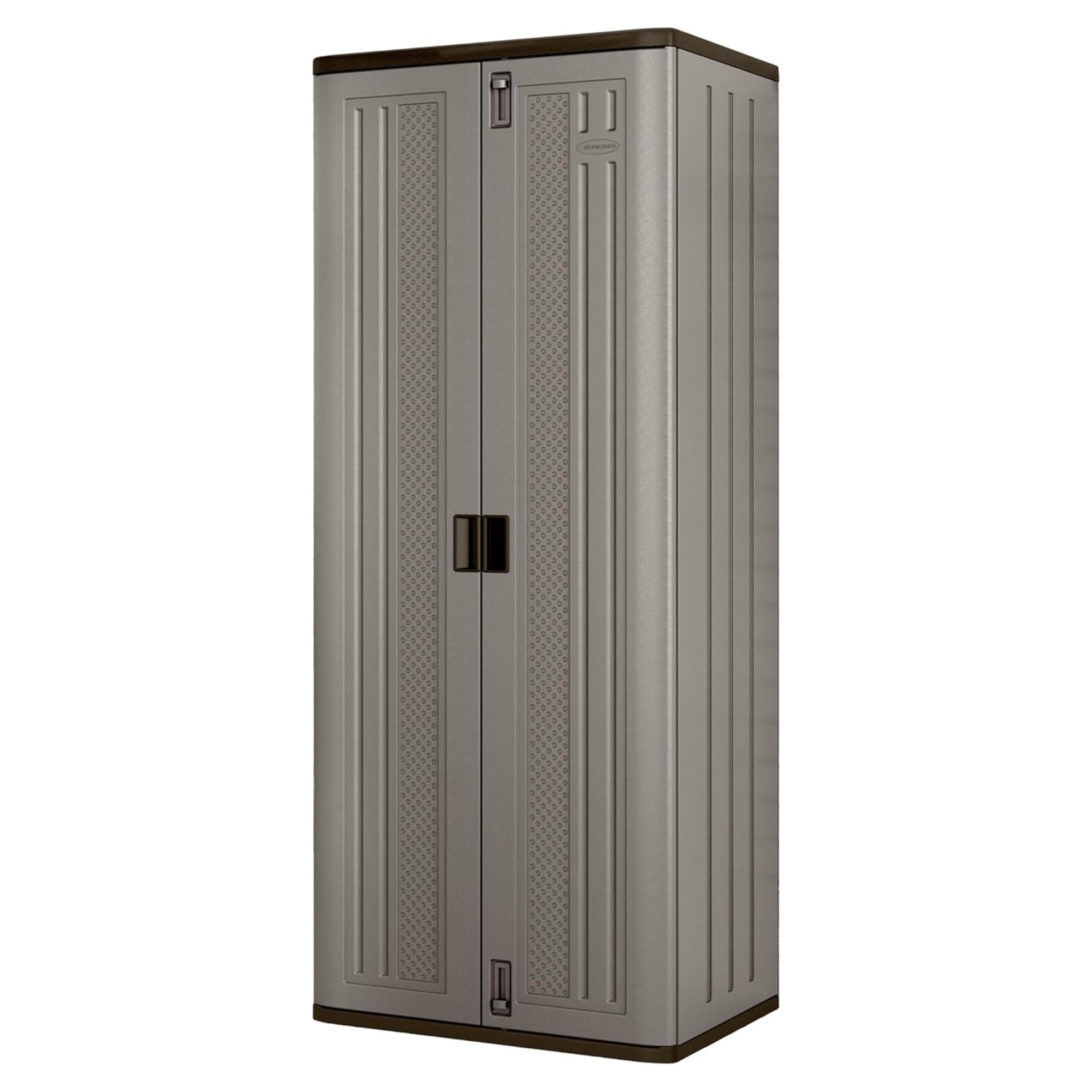 Suncast Tall 72" Resin Storage Cabinet with Double-Wall Construction, Platinum - VMInnovations