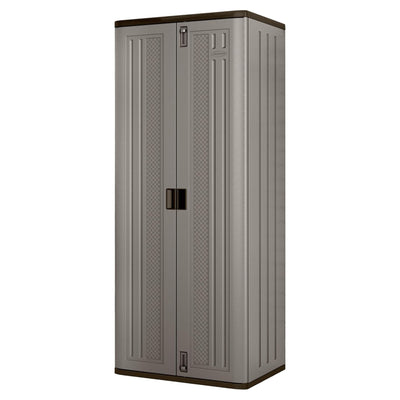 Suncast Tall 72" Resin Storage Cabinet with Double-Wall Construction, Platinum - VMInnovations