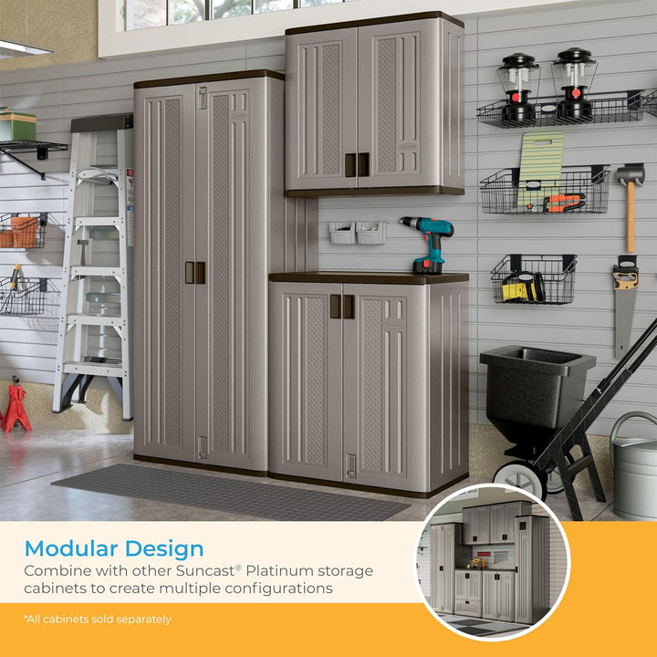 Suncast Tall 72" Resin Storage Cabinet with Double-Wall Construction, Platinum