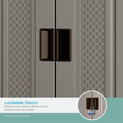 Suncast Tall 72" Resin Storage Cabinet with Double-Wall Construction, Platinum - VMInnovations
