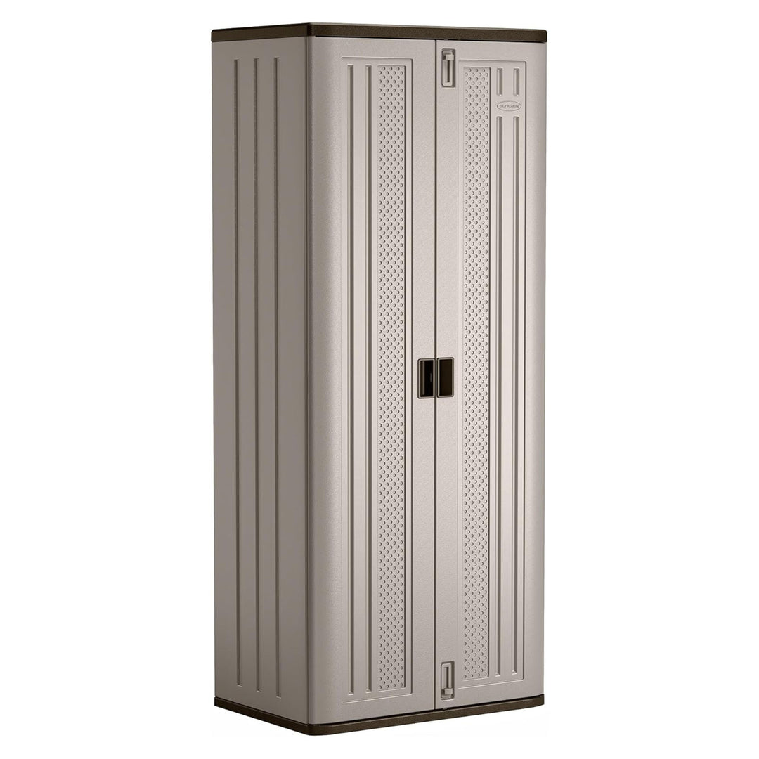 Suncast Tall 72" Resin Storage Cabinet with Double-Wall Construction, Platinum