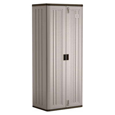Suncast Tall 72" Resin Storage Cabinet with Double-Wall Construction, Platinum - VMInnovations