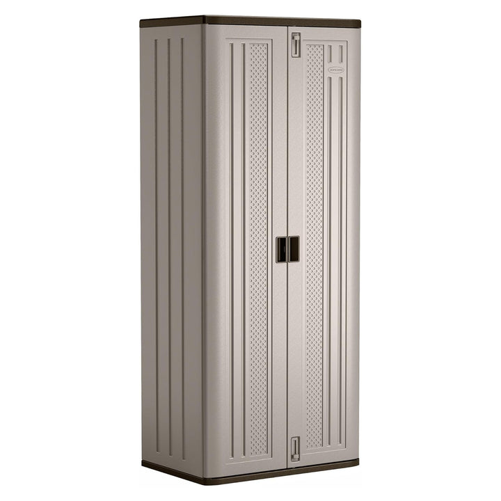 Suncast Tall 72" Resin Storage Cabinet with Double-Wall Construction, Platinum