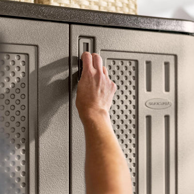 Suncast Tall 72" Resin Storage Cabinet with Double-Wall Construction, Platinum - VMInnovations