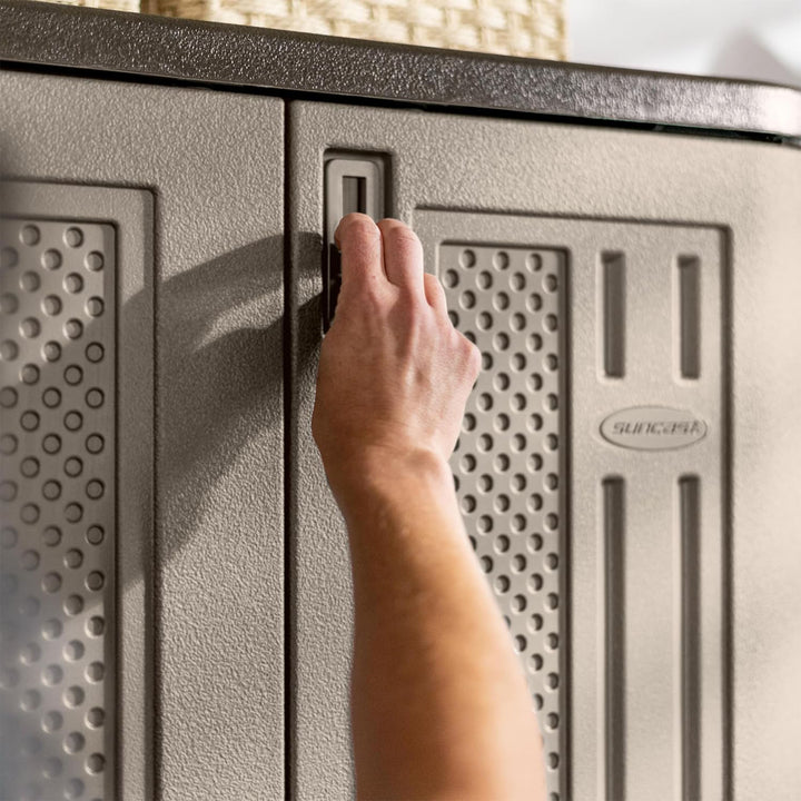Suncast Tall 72" Resin Storage Cabinet with Double-Wall Construction, Platinum