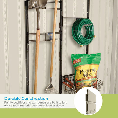 Suncast Tremont 8 ft. x 10 ft. Heavy Duty Resin Storage Shed w/Windows, Vanilla - VMInnovations