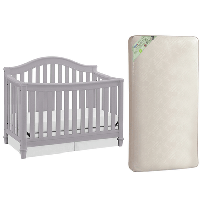 Thomasville Kids Auburn 4 in 1 Crib, Gray & Kolcraft Pure Sleep Crib Mattress - VMInnovations