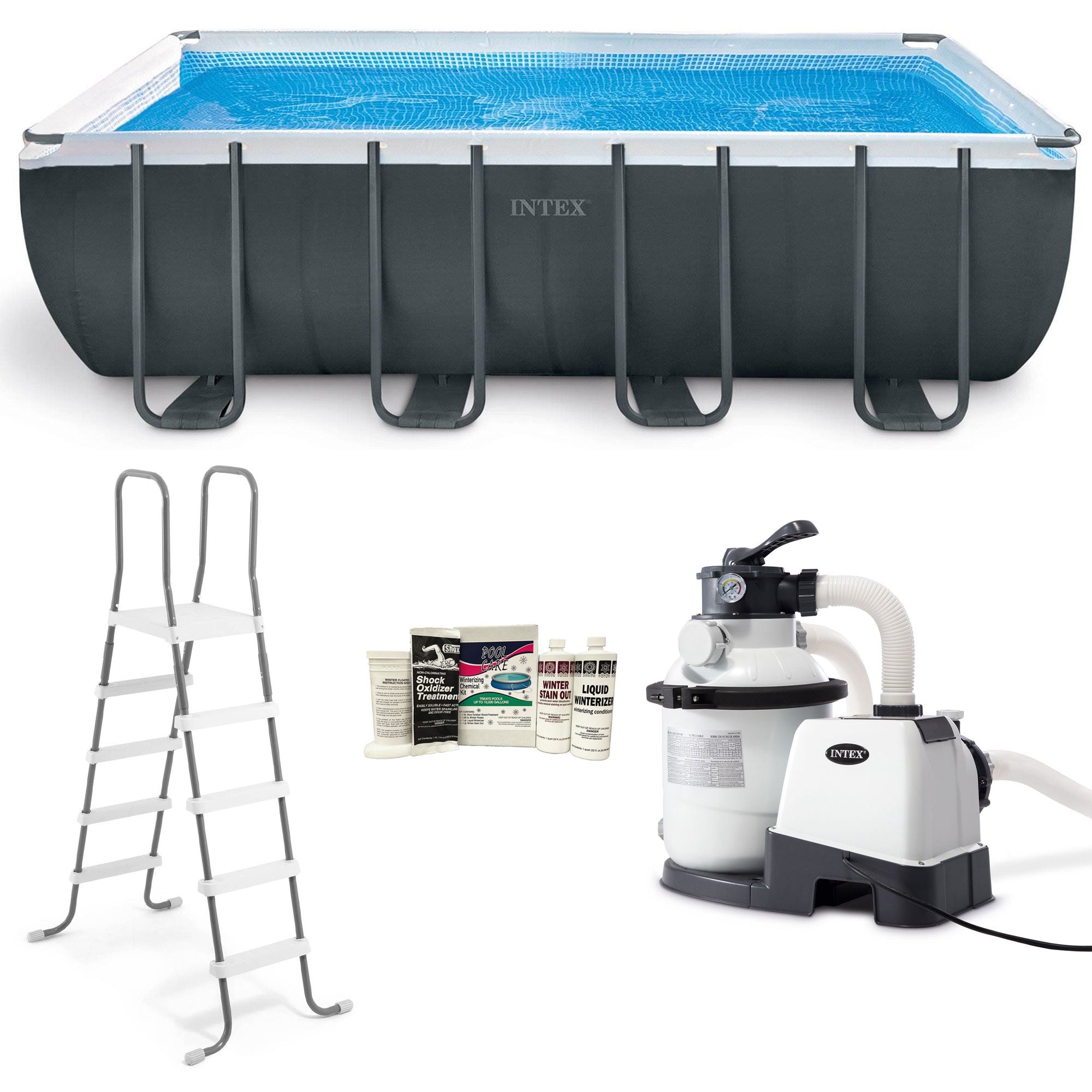 Intex 18ft x 9ft x 52in Ultra XTR Frame Rectangular Pool, Pump & Winterizing Kit
