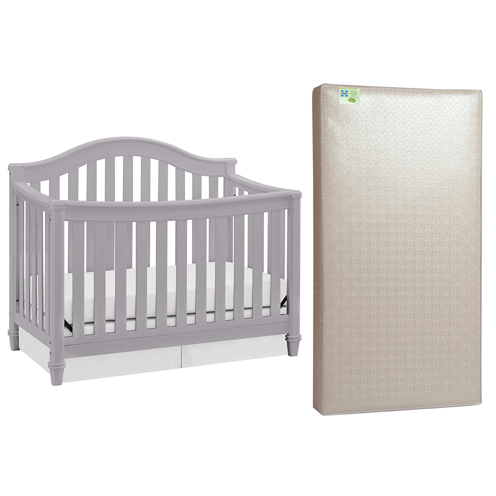 Thomasville Kids Auburn 4 in 1 Convertible Crib, Gray & Sealy Soybean Mattress